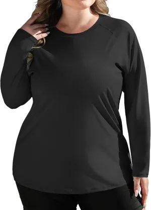 COOTRY Women's Plus Size UPF 50  Sun Shirts Long Sleeve Workout Hiking Tops UV Protection Rash Guard Quick Dry Swim Shirt