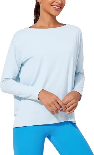 CRZ YOGA Womens UPF 50  Lightweight Long Sleeve Workout Shirts Sun Protection Loose Quick Dry Hiking Tops Outdoor Fishing