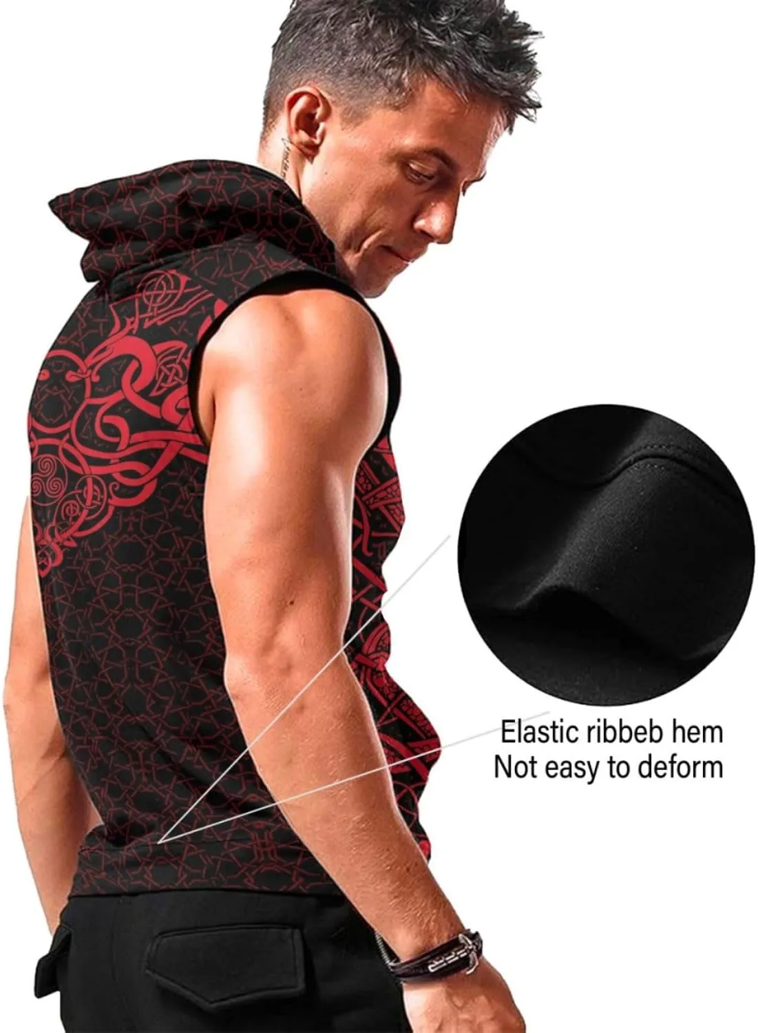 Desantiago - Mens Fashion Muscle Hooded Workout Hooded Tank Tops with Pocket Gym Training Zip Hoodies Sleeveless