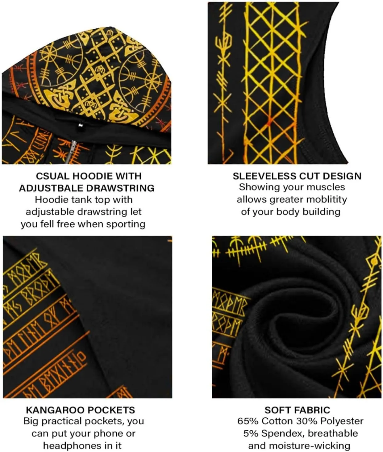 Desantiago - Mens Fashion Muscle Hooded Workout Hooded Tank Tops with Pocket Gym Training Zip Hoodies Sleeveless
