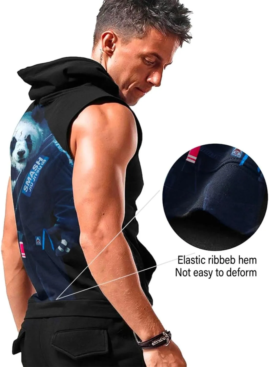 Desantiago - Mens Fashion Muscle Hooded Workout Hooded Tank Tops with Pocket Gym Training Zip Hoodies Sleeveless