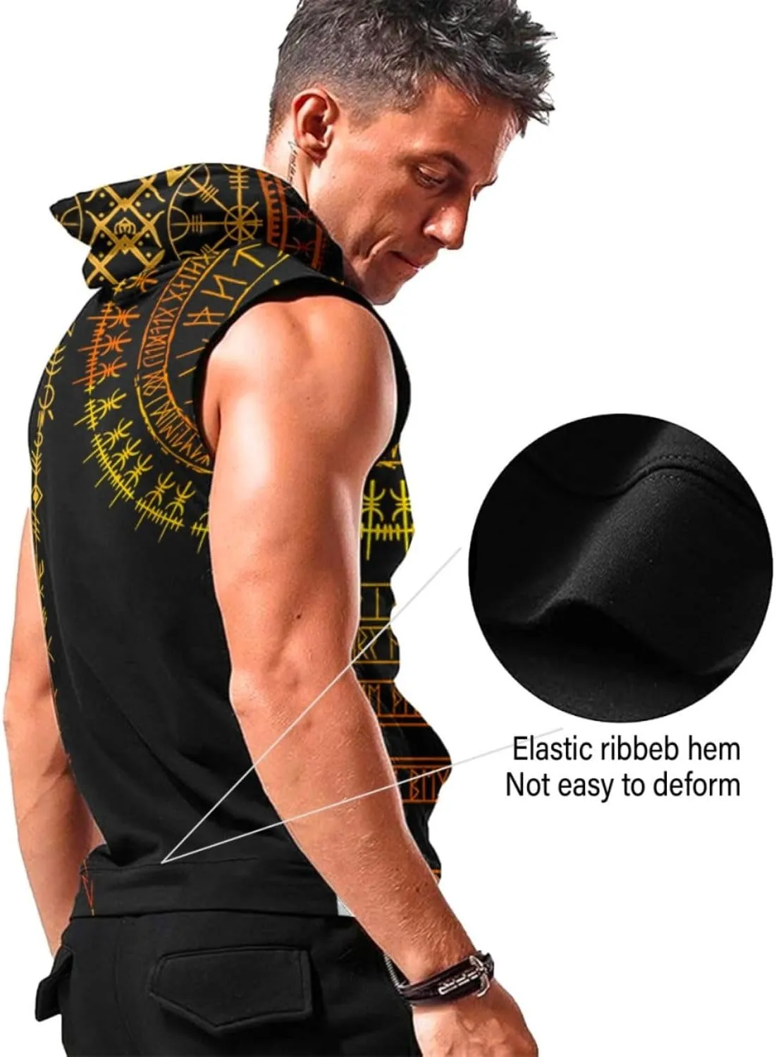 Desantiago - Mens Fashion Muscle Hooded Workout Hooded Tank Tops with Pocket Gym Training Zip Hoodies Sleeveless