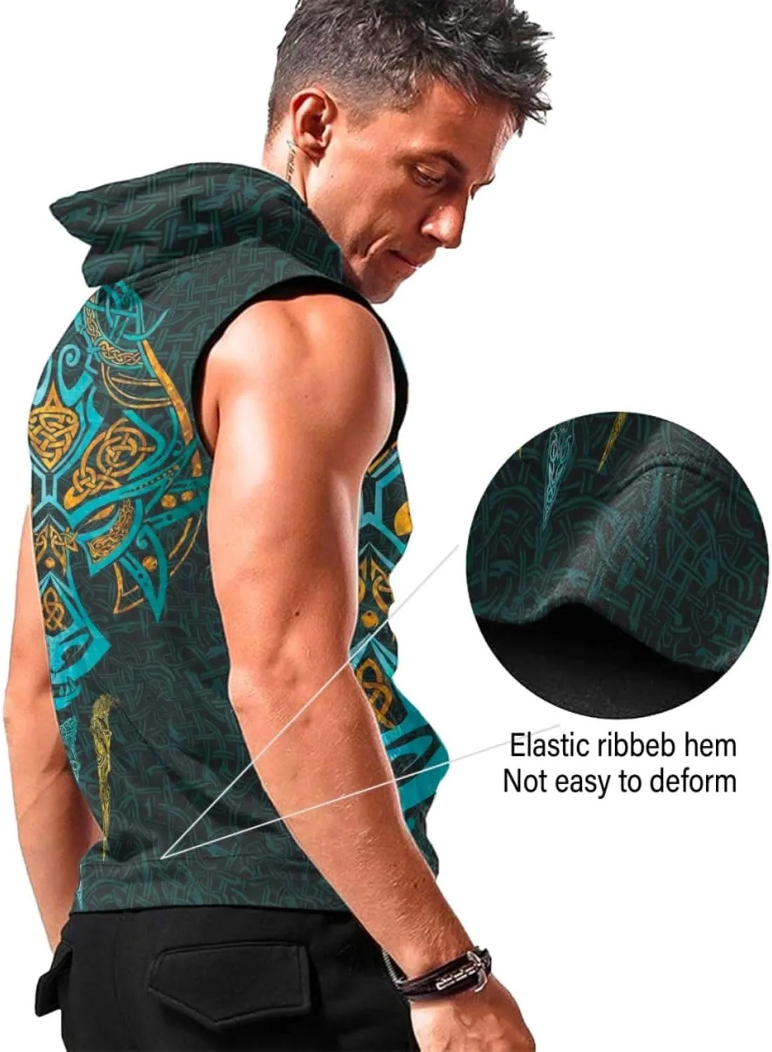 Desantiago - Mens Fashion Muscle Hooded Workout Hooded Tank Tops with Pocket Gym Training Zip Hoodies Sleeveless