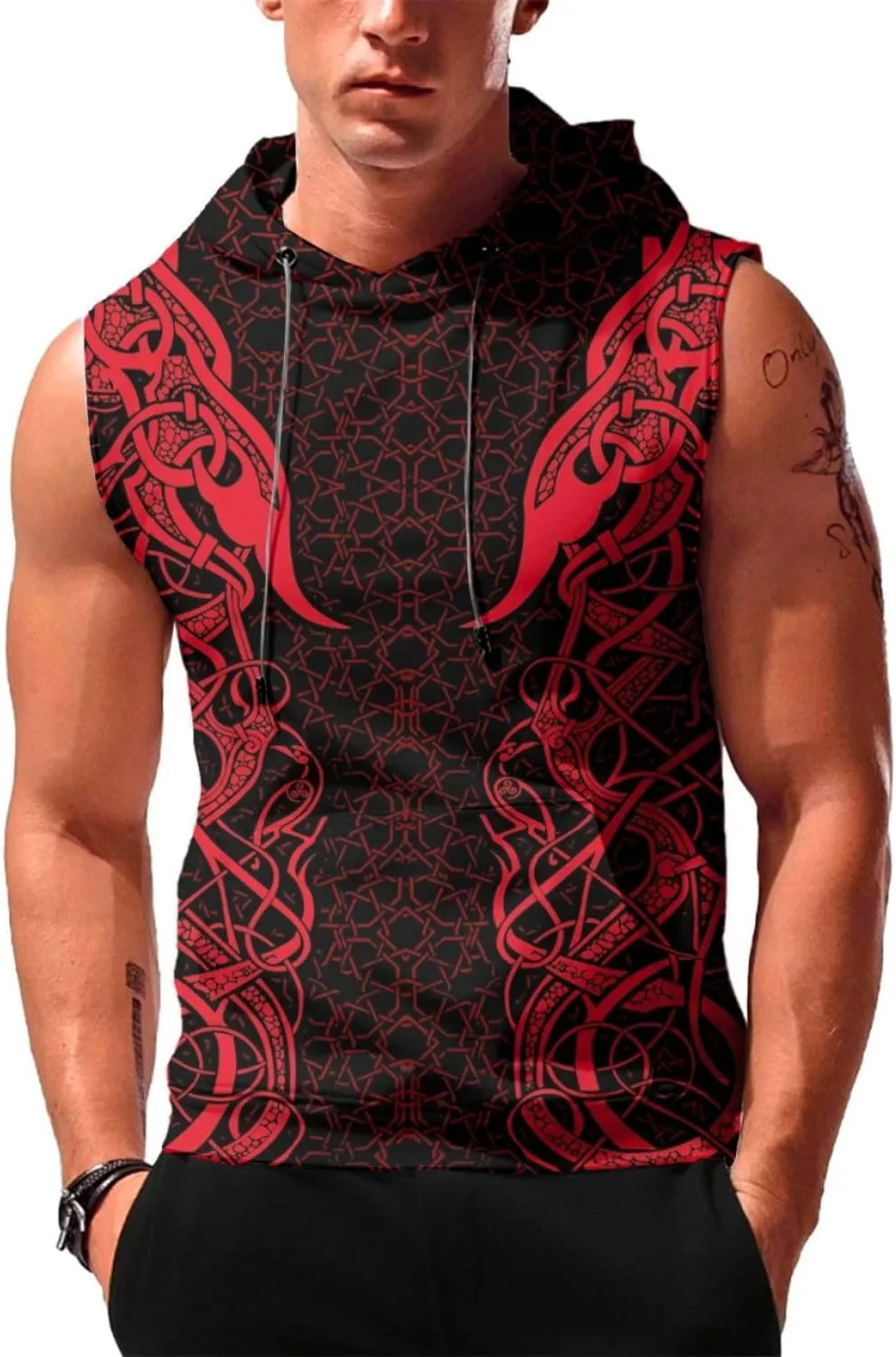 Desantiago - Men's Sleeveless Hoodies Workout Gym Sweatshirt Muscle Fit Fashion Athletic Hoodies Pullover Hooded