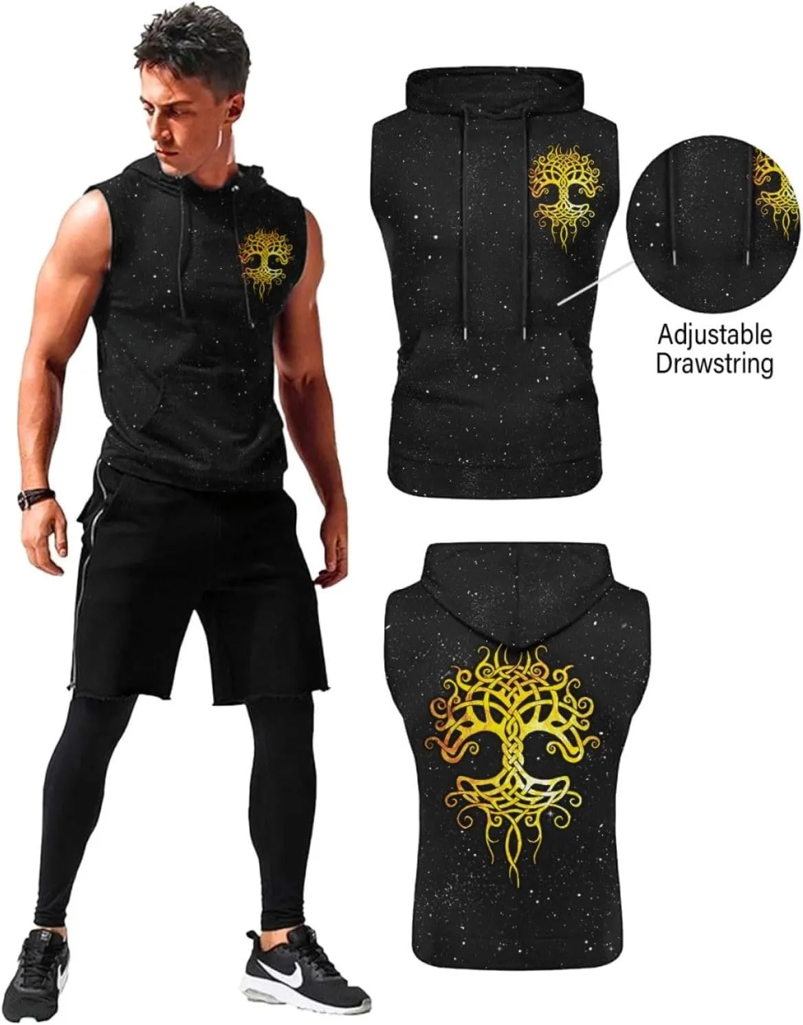 Desantiago - Men's Sleeveless Hoodies Workout Gym Sweatshirt Muscle Fit Fashion Athletic Hoodies Pullover Hooded