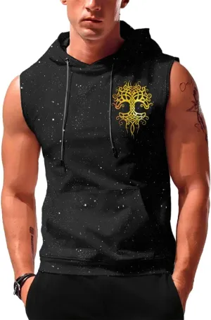 Desantiago - Men's Sleeveless Hoodies Workout Gym Sweatshirt Muscle Fit Fashion Athletic Hoodies Pullover Hooded