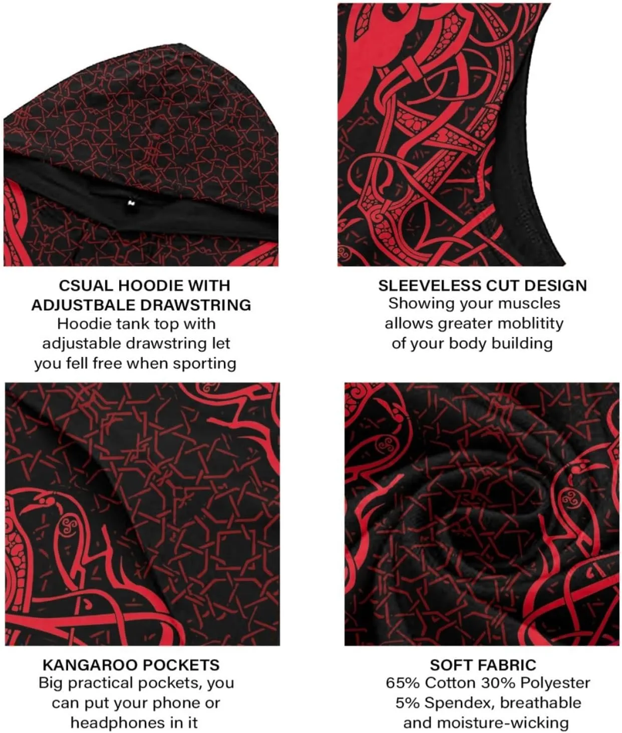 Desantiago - Men's Sleeveless Hoodies Workout Gym Sweatshirt Muscle Fit Fashion Athletic Hoodies Pullover Hooded