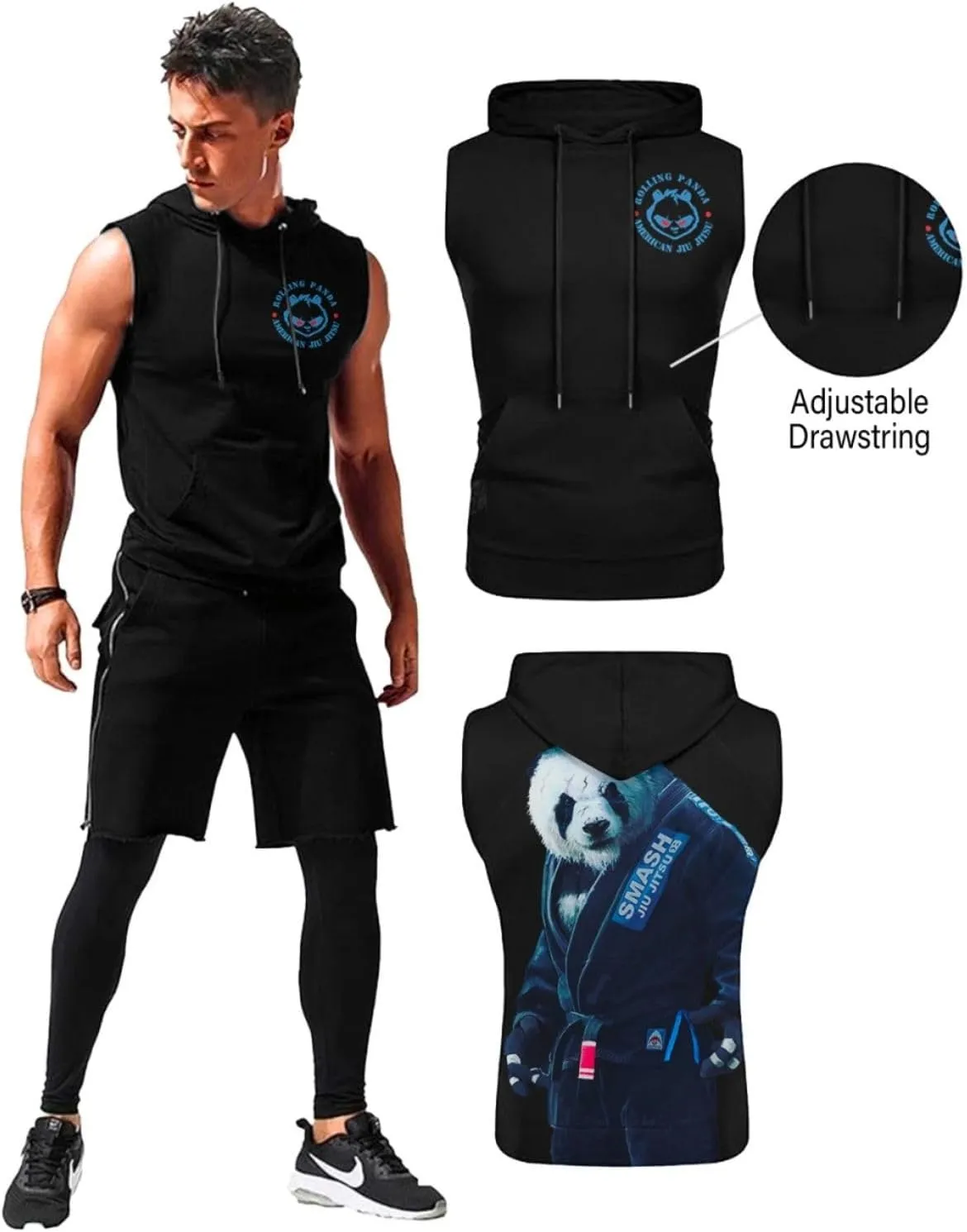 Desantiago - Men's Sleeveless Hoodies Workout Gym Sweatshirt Muscle Fit Fashion Athletic Hoodies Pullover Hooded
