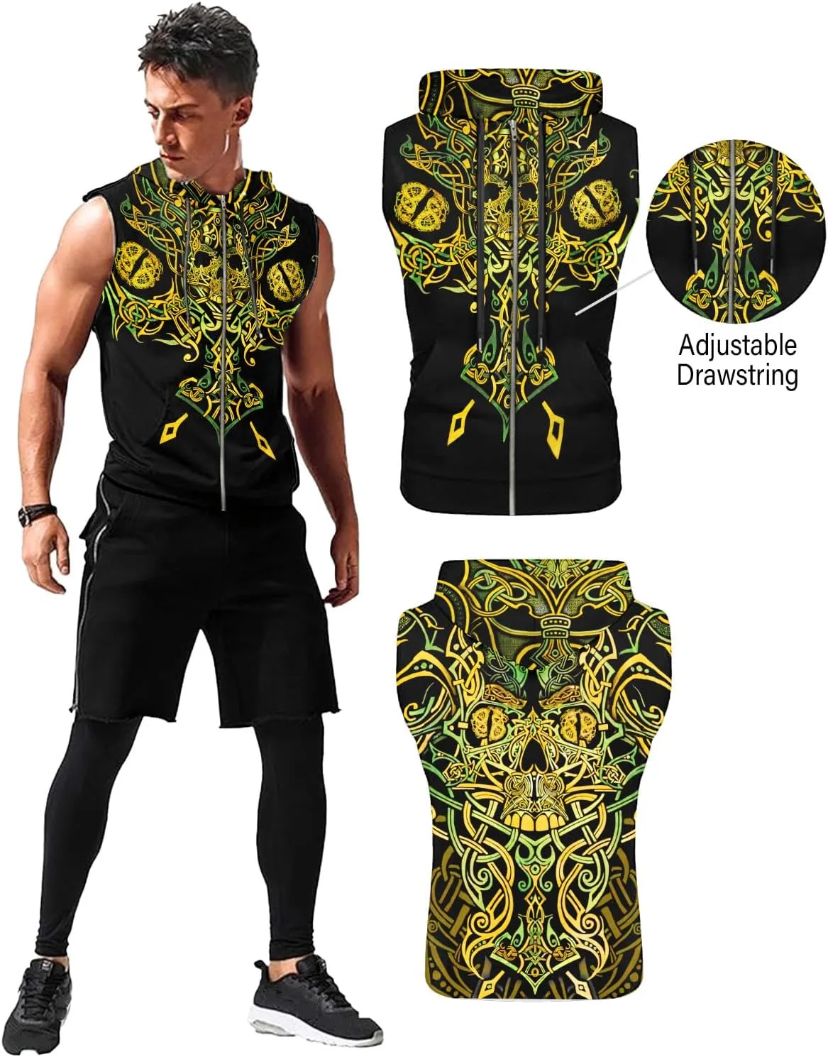 Desantiago Workout Hooded Tank Tops Sleeveless Gym Training Zip Hoodies Bodybuilding Muscle Cut Off Zip Hoodies For Men