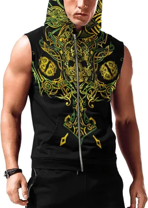 Desantiago Workout Hooded Tank Tops Sleeveless Gym Training Zip Hoodies Bodybuilding Muscle Cut Off Zip Hoodies For Men