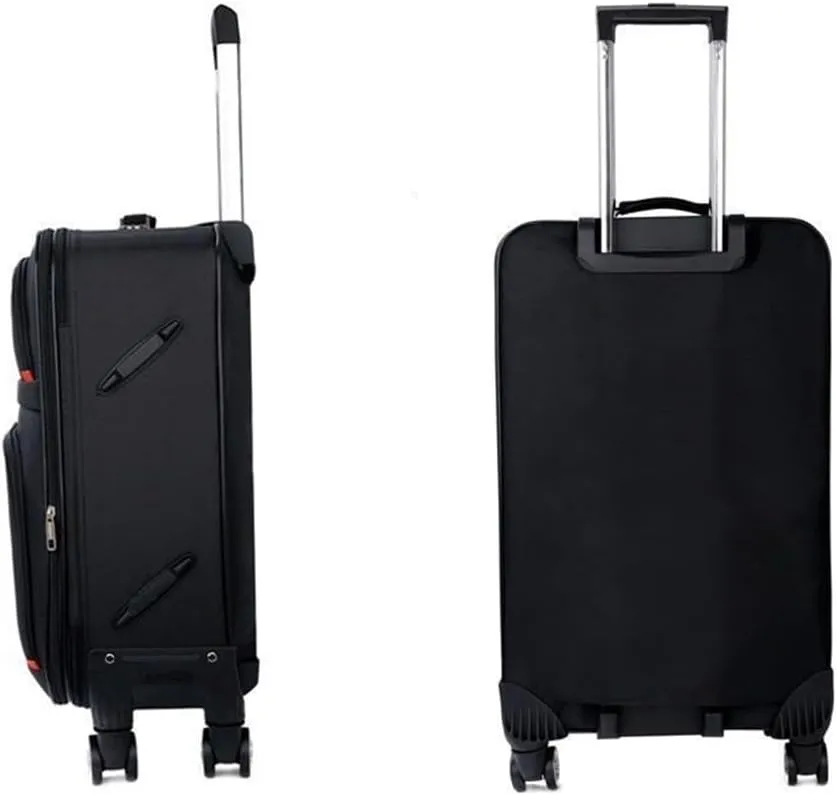 Durable Suitcase for Women Softside Luggage With Spinner Wheels, Black,Expandable Softside Carry-On Retro Suit Case