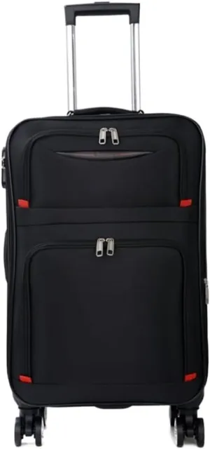 Durable Suitcase for Women Softside Luggage With Spinner Wheels, Black,Expandable Softside Carry-On Retro Suit Case
