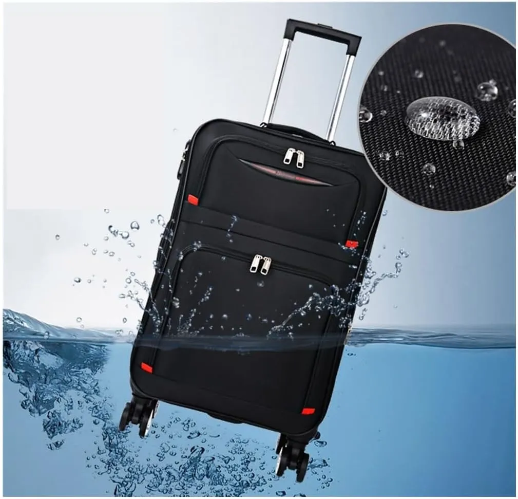 Durable Suitcase for Women Softside Luggage With Spinner Wheels, Black,Expandable Softside Carry-On Retro Suit Case