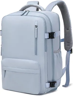 Easypacker Travel Backpack for Women Men, Easy Packer 35L Travel Bag, Expandable Waterproof with Shoe Compartment & USB Hole (Light blue)