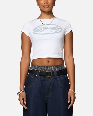 Ed Hardy Women's Distressed Logo Baby T-Shirt White