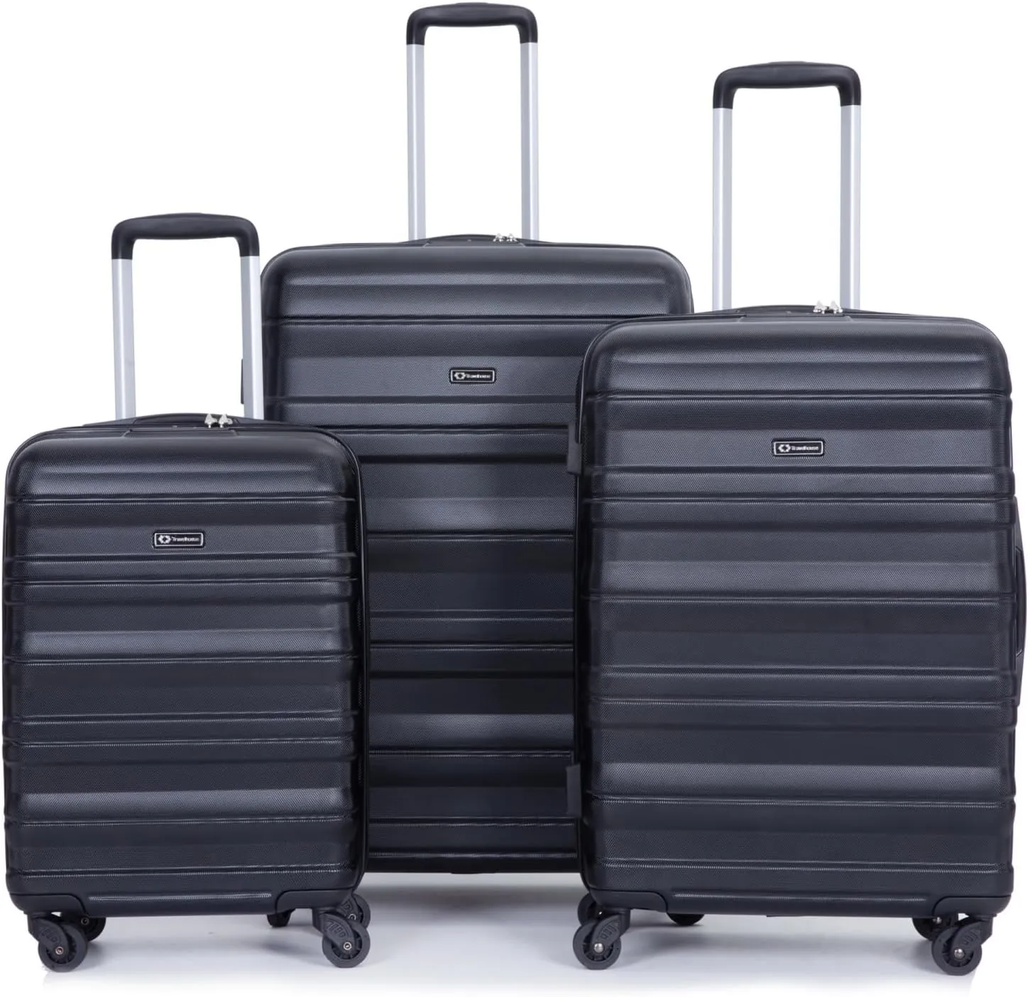 Expandable 3 Piece Luggage Set, Lightweight & Durable Suitcase with Spinner Wheels, TSA Lock - Black (21/25/29 Inches)