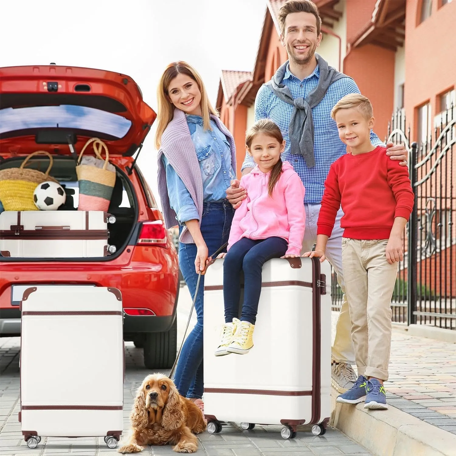 Expandable Lightweight Hardshell Luggage Set 3 Piece with Spinner Wheels, TSA Lock and Adjustable Telescoping Handle for Travel (White)