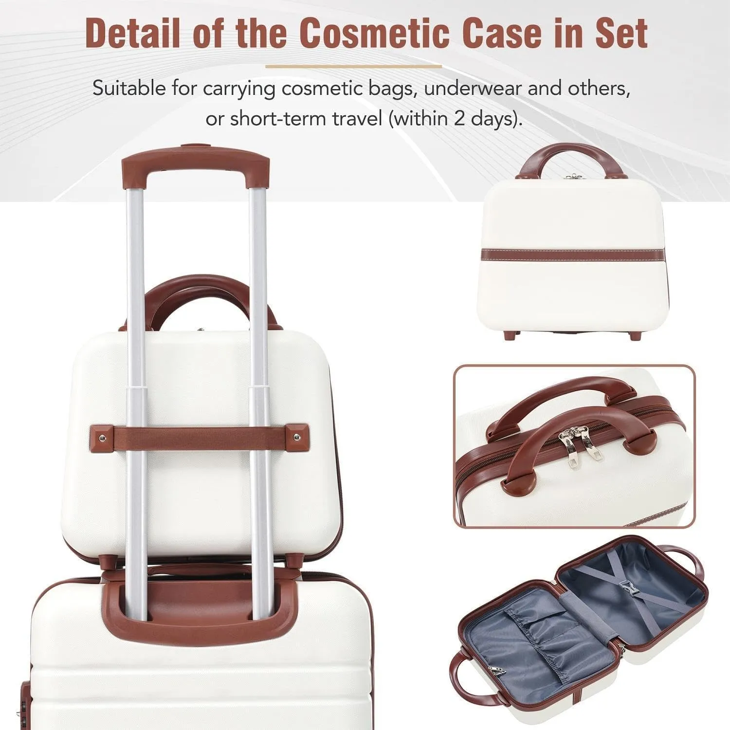Expandable Lightweight Hardshell Luggage Set 3 Piece with Spinner Wheels, TSA Lock and Adjustable Telescoping Handle for Travel (White)