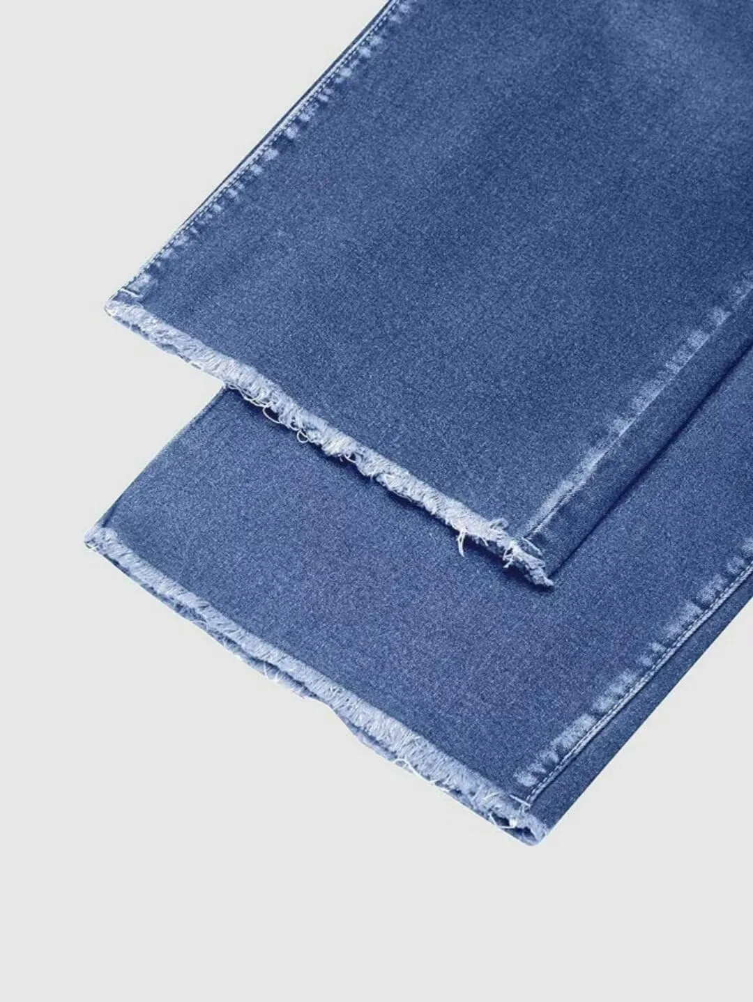 Flamingals Straight Wide Leg Jeans for Women Mid Waisted Casual Raw Hem Denim Capris Pants with Pockets
