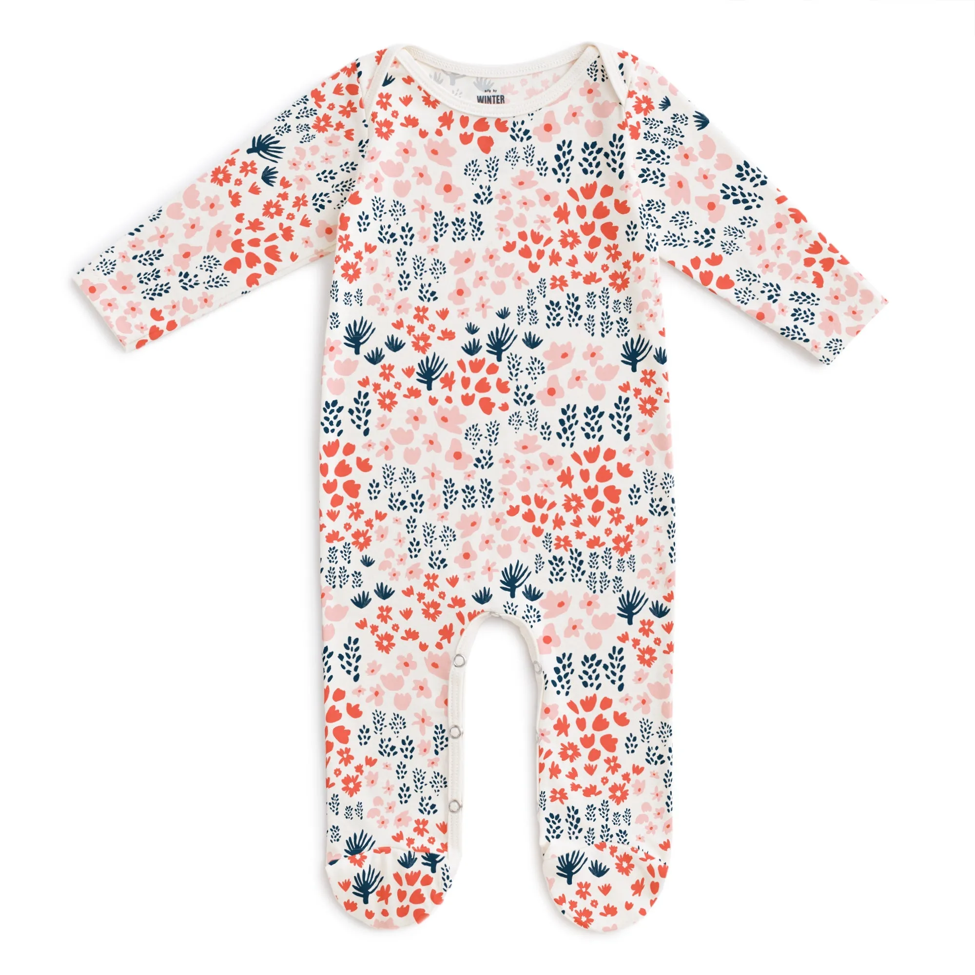 Footed Romper - Meadow Red, Pink & Navy