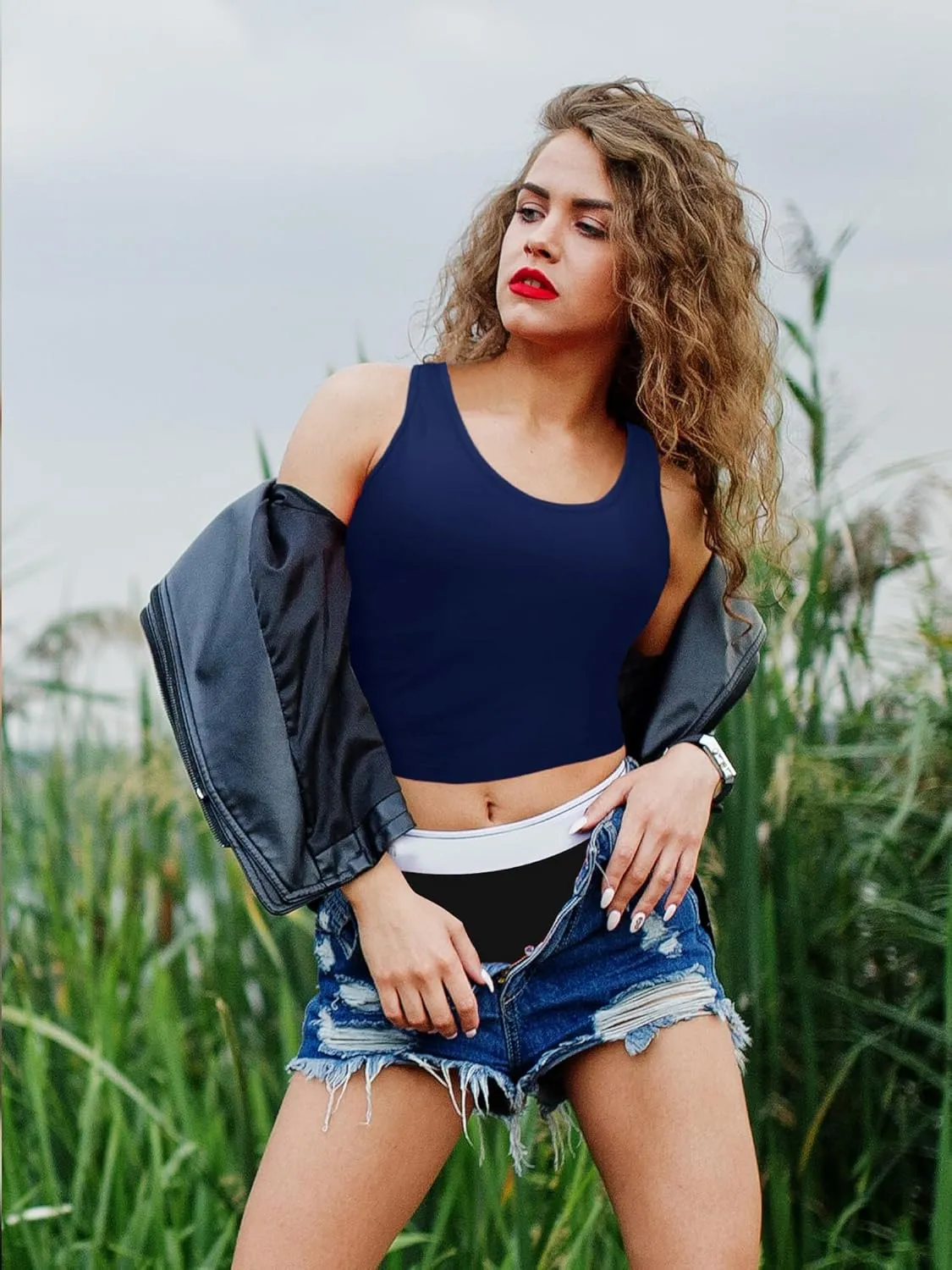 Geyoga 8 Pieces Women's Crop Tank Tops Sleeveless Crop Cami Tops Basic Cropped Tank for Yoga Workout Sports