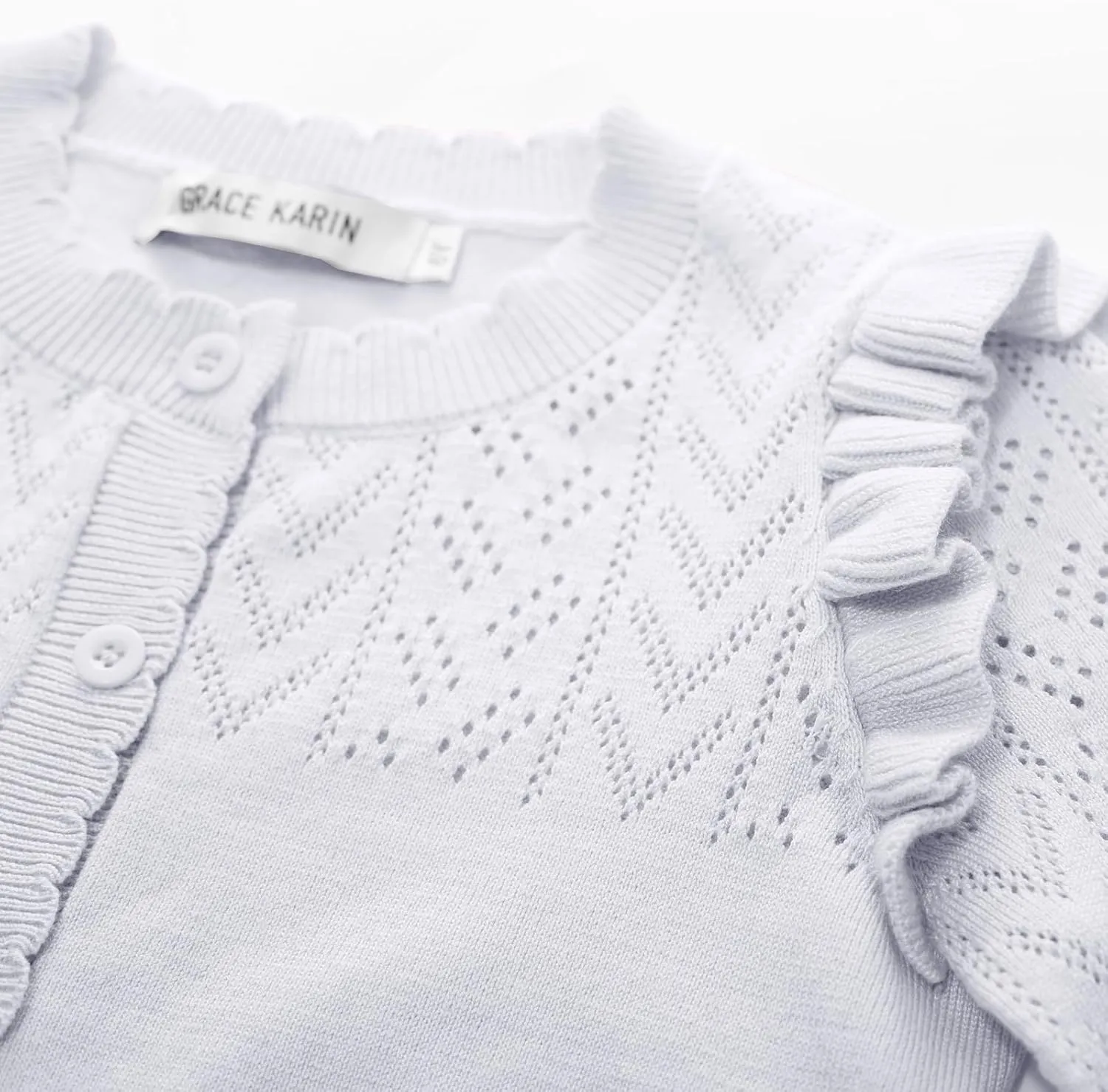GRACE KARIN Girls Cardigan Cable Knit Sweater Long Sleeve Open Front Button Light Weight Solid Crochet Shrug 5-12