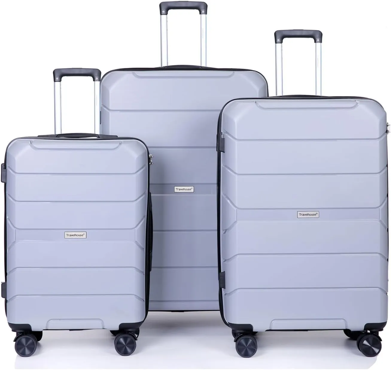 Hardshell Spinner Wheeled Suitcase Set, 3-Piece (20/24/28 Inch) - Lightweight Travel Luggage with TSA Lock - Silver