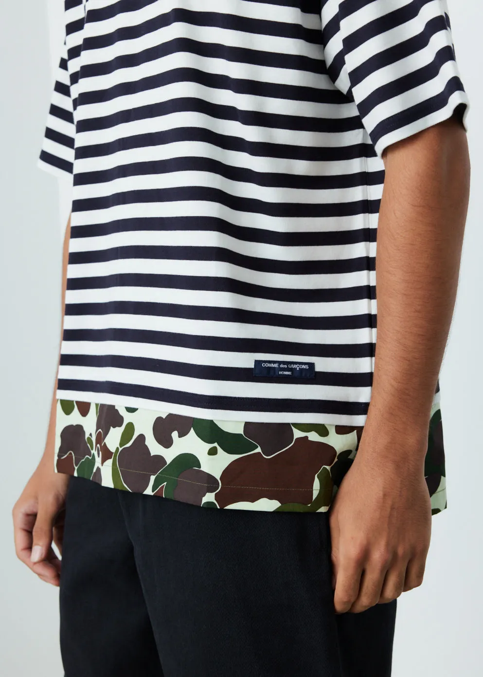 Horizontal Stripe Typewriter Camo Print T-Shirt