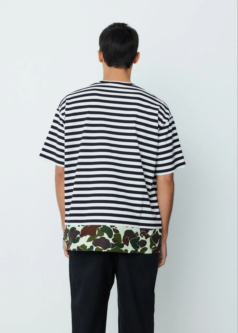 Horizontal Stripe Typewriter Camo Print T-Shirt