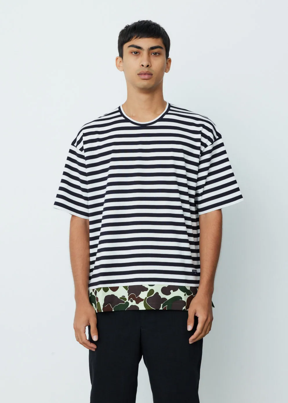Horizontal Stripe Typewriter Camo Print T-Shirt