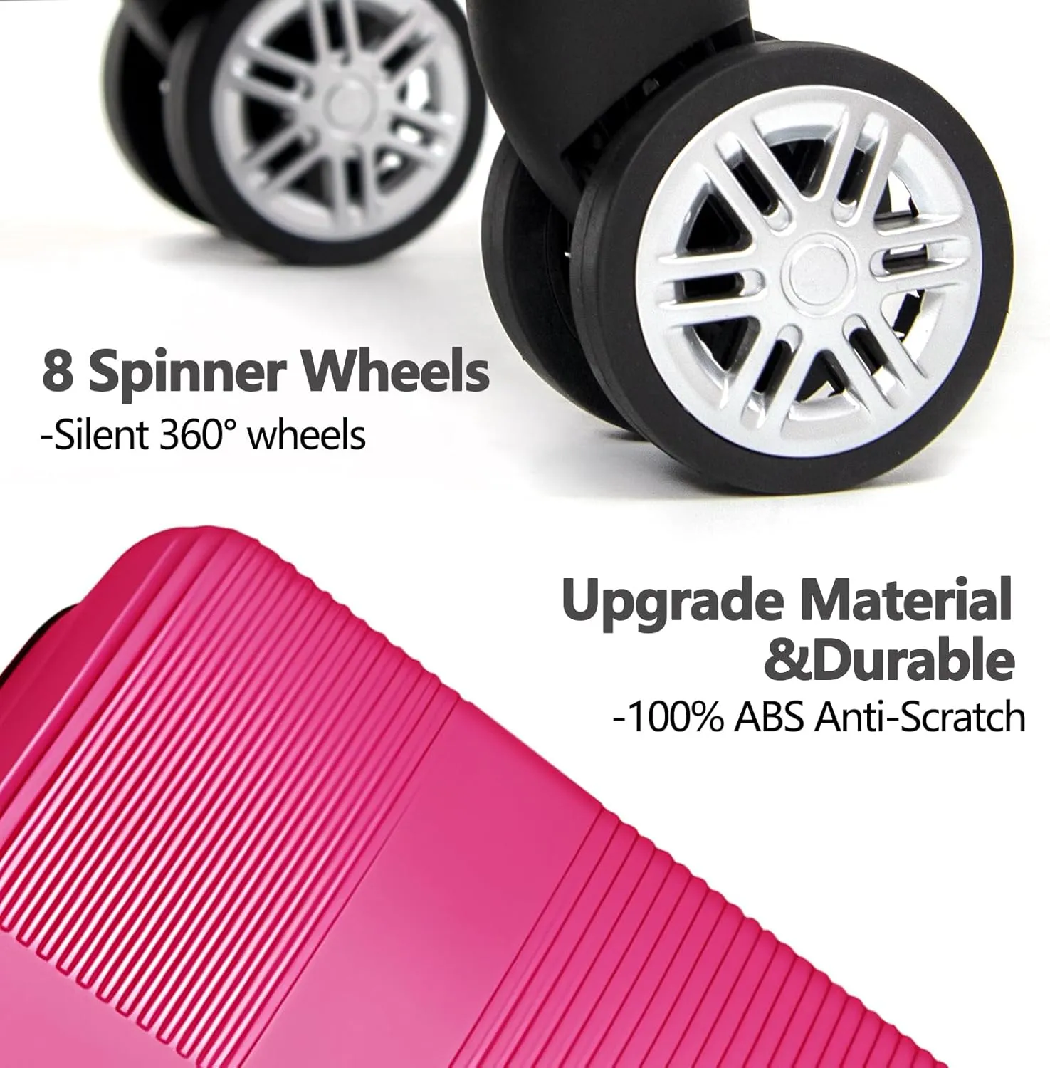 HOUAGI 20 Inch Carry On Luggage with Spinner Wheels,Lightweight Hard Shell Suitcase,Rose Red