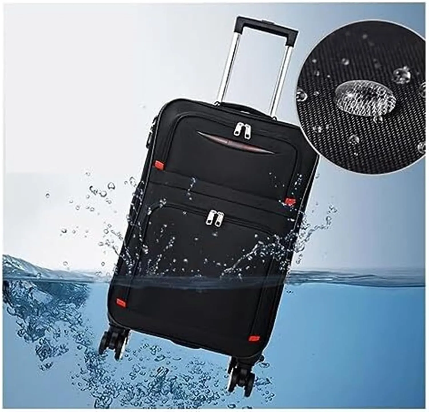 IRYZE Lightweight Suitcase Softside Luggage With Spinner Wheels,Expandable Softside Carry-On Suitcase Checked Luggage Carry on Luggage (Color : Black, Size : 24in)