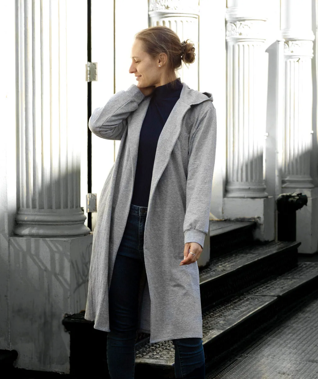 JENNI french terry duster in Heather Grey