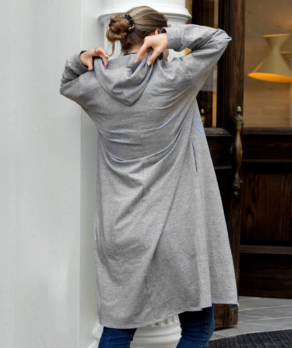 JENNI french terry duster in Heather Grey