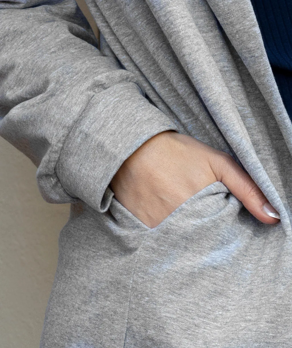 JENNI french terry duster in Heather Grey