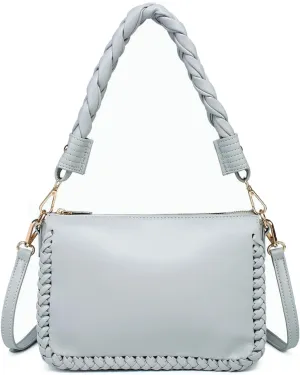 Judith Whipstitch Shoulder Bag for Women Vegan Leather Crossbody Purse Ladies Hobo Handbag with 2 Straps