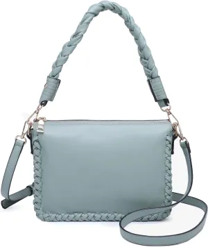 Judith Whipstitch Shoulder Bag for Women Vegan Leather Crossbody Purse Ladies Hobo Handbag with 2 Straps