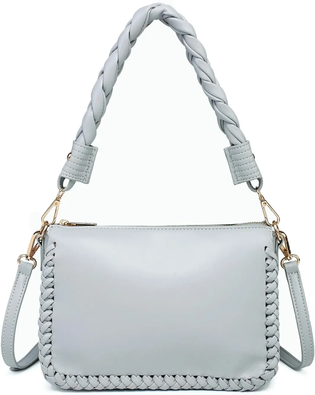 Judith Whipstitch Shoulder Bag for Women Vegan Leather Crossbody Purse Ladies Hobo Handbag with 2 Straps
