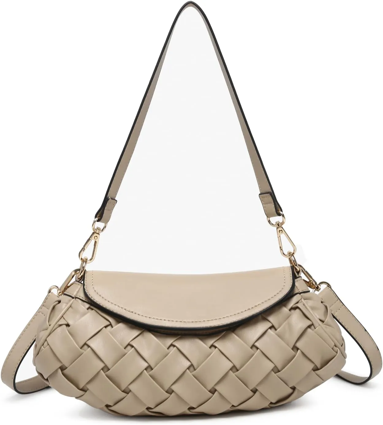 Kaleen Woven Crossbody Bag for Women Vegan Leather Satchel Shoulder Purse Ladies Hobo Handbag with 2 Straps