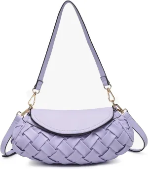Kaleen Woven Crossbody Bag for Women Vegan Leather Satchel Shoulder Purse Ladies Hobo Handbag with 2 Straps