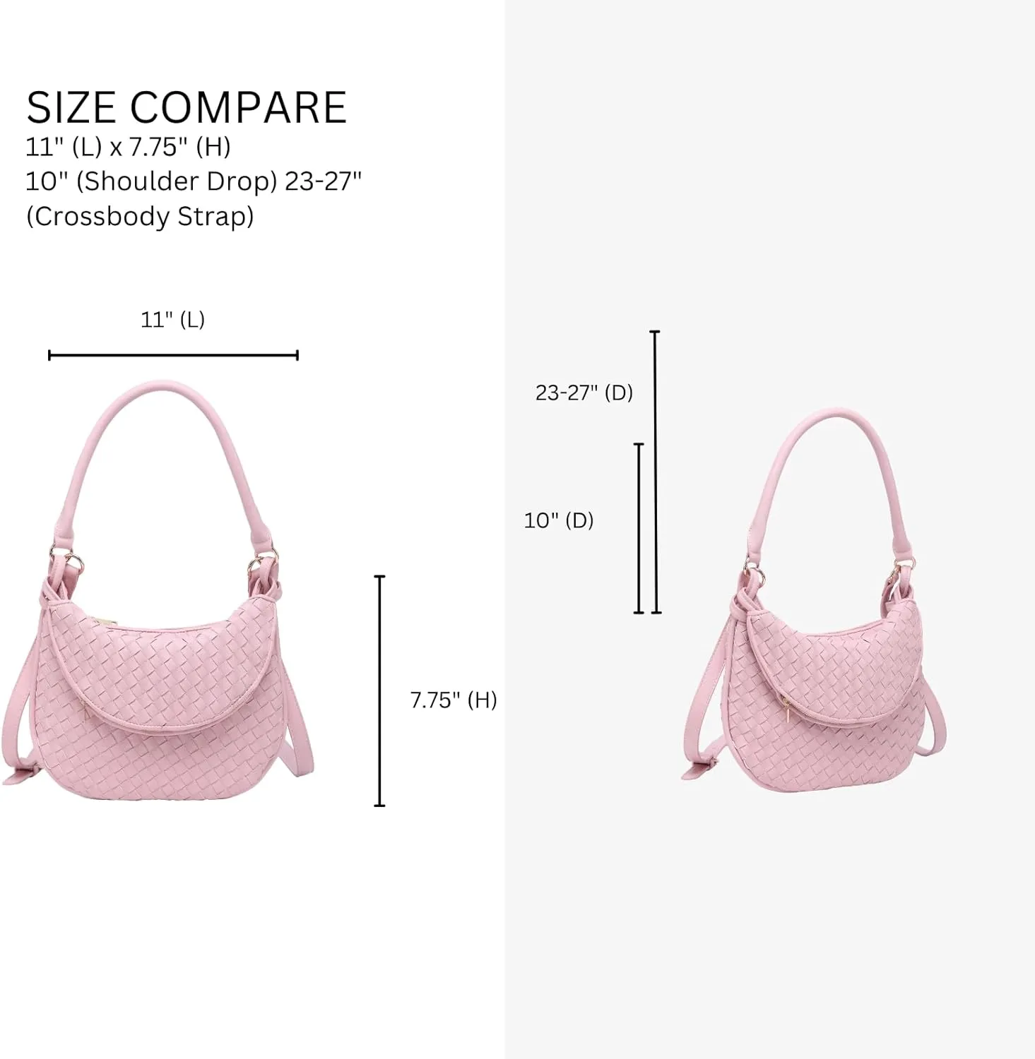 Kaylor Woven Crossbody Bag for Women Vegan Leather Satchel Shoulder Purse Ladies Hobo Handbag with 2 Straps