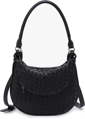 Kaylor Woven Crossbody Bag for Women Vegan Leather Satchel Shoulder Purse Ladies Hobo Handbag with 2 Straps