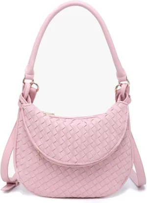 Kaylor Woven Crossbody Bag for Women Vegan Leather Satchel Shoulder Purse Ladies Hobo Handbag with 2 Straps