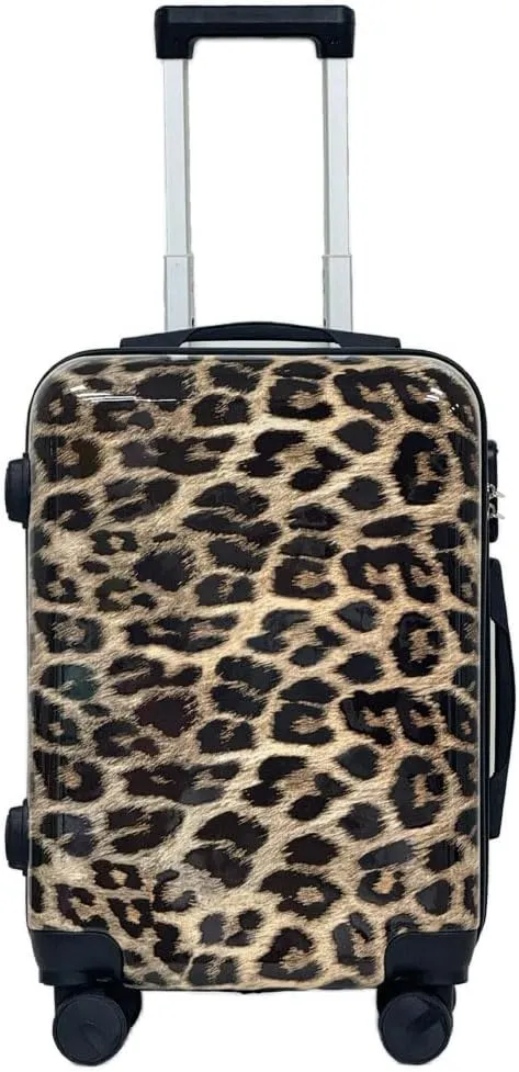 Leopard Print Luggage 2-Piece Set (14" 20") - Hardside Carry-On & Checked Spinner Suitcases, TSA-Approved, Lightweight Expandable Hard Shell, Smooth 360 Wheels for Air Travel