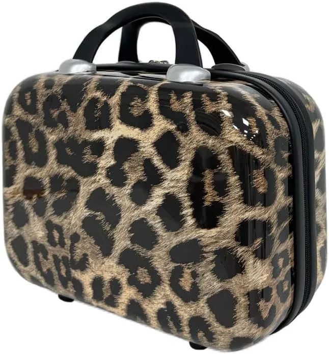 Leopard Print Luggage 2-Piece Set (14" 20") - Hardside Carry-On & Checked Spinner Suitcases, TSA-Approved, Lightweight Expandable Hard Shell, Smooth 360 Wheels for Air Travel