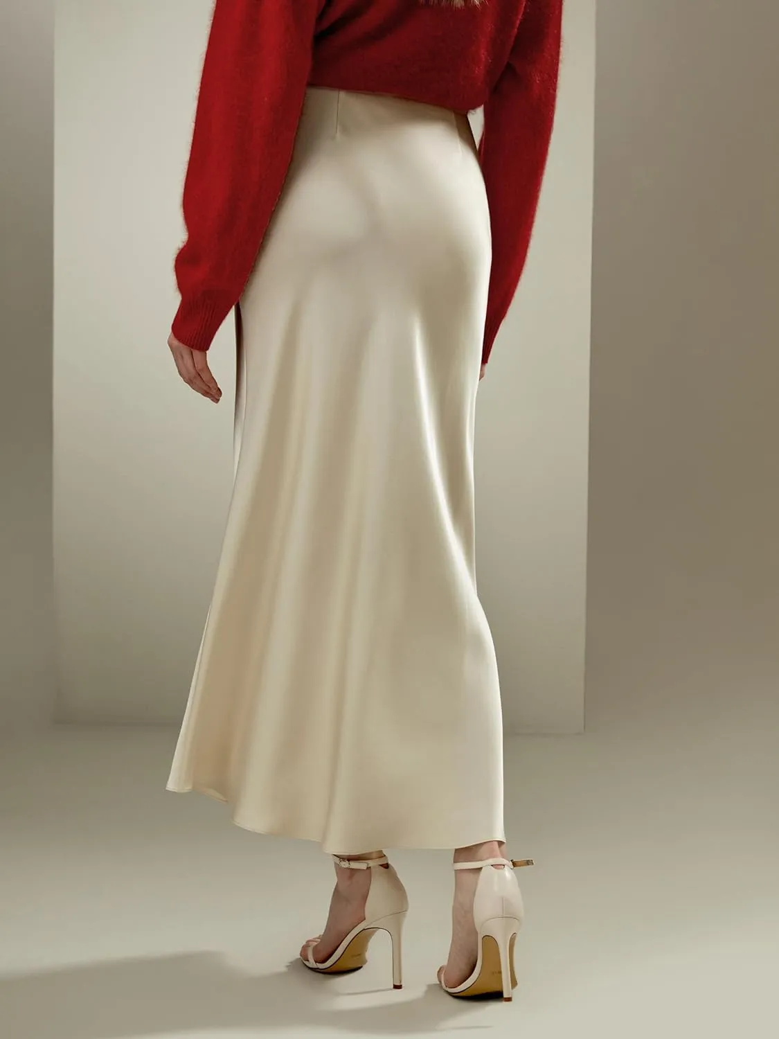 LilySilk 100% Silk Maxi Skirt for Women 32MM Long Silk Skirt with Flare Hem Ladies Midi Silk Skirt