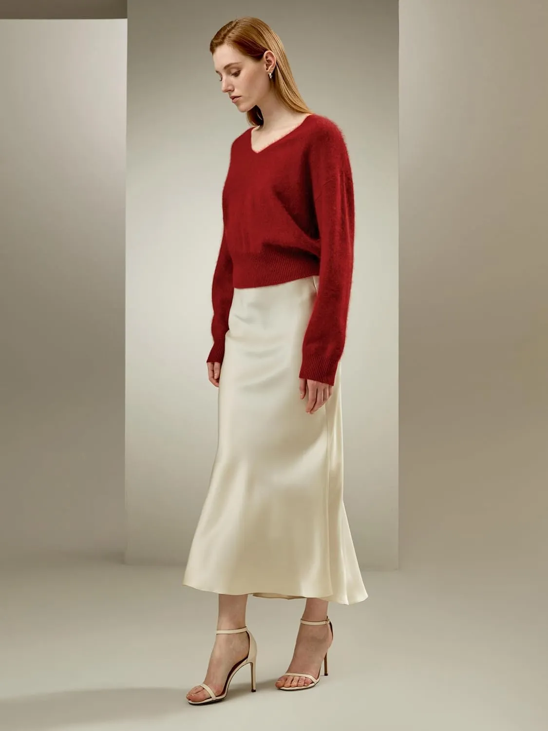 LilySilk 100% Silk Maxi Skirt for Women 32MM Long Silk Skirt with Flare Hem Ladies Midi Silk Skirt