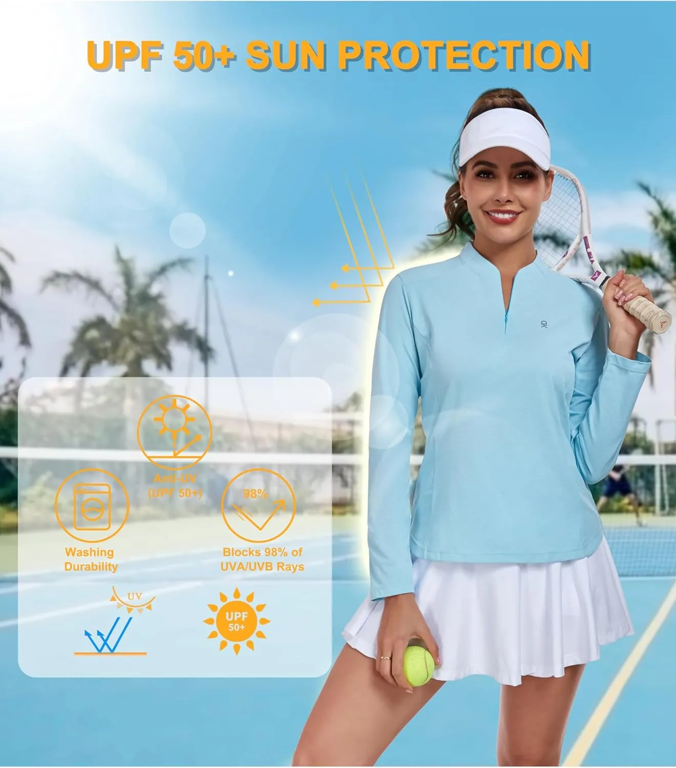 Little Donkey Andy Women's UPF50  Shirts 1/4 Zip Long Sleeve Pullover Quick Dry Lightweight Golf Hiking Tops Rash Guard