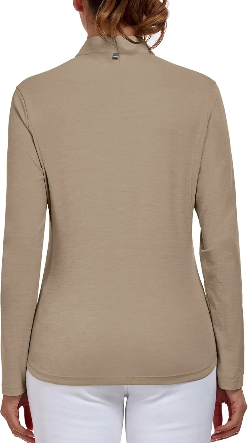 Little Donkey Andy Women's UPF50  Shirts 1/4 Zip Long Sleeve Pullover Quick Dry Lightweight Golf Hiking Tops Rash Guard