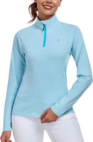 Little Donkey Andy Women's UPF50  Shirts 1/4 Zip Long Sleeve Pullover Quick Dry Lightweight Golf Hiking Tops Rash Guard